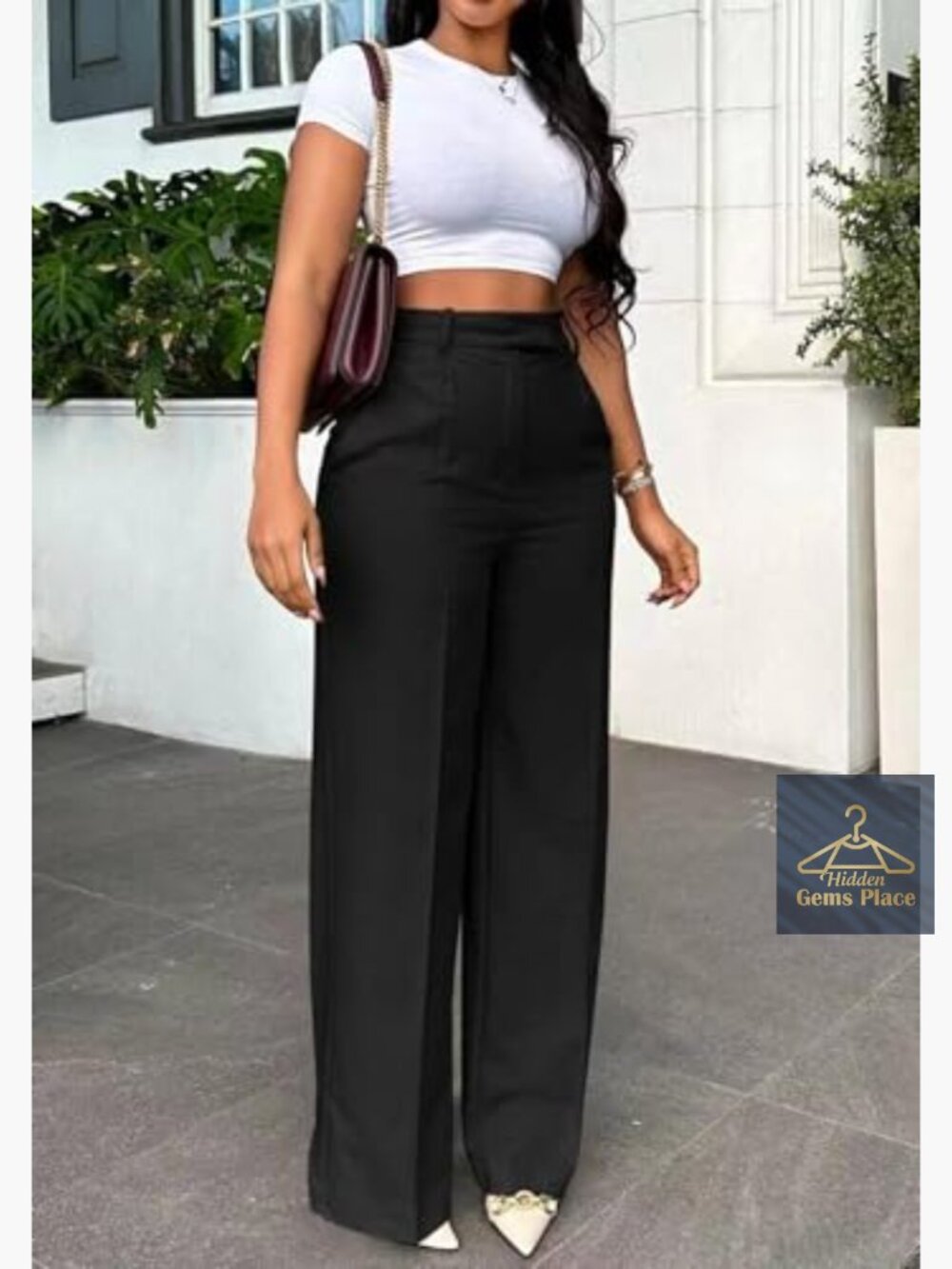 Wide Leg Dress Pants High Waisted Straight Slacks Business Office Work Trousers - Picture 2 of 6